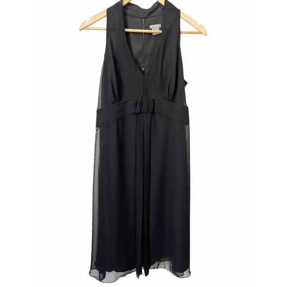 Ann Taylor Black Sleeveless Chiffon V-Neck Dress Size 6 - Picture 1 of 6